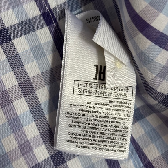 Banana Republic Men's Purple and White Plaid Shirt - Picture 5 of 6